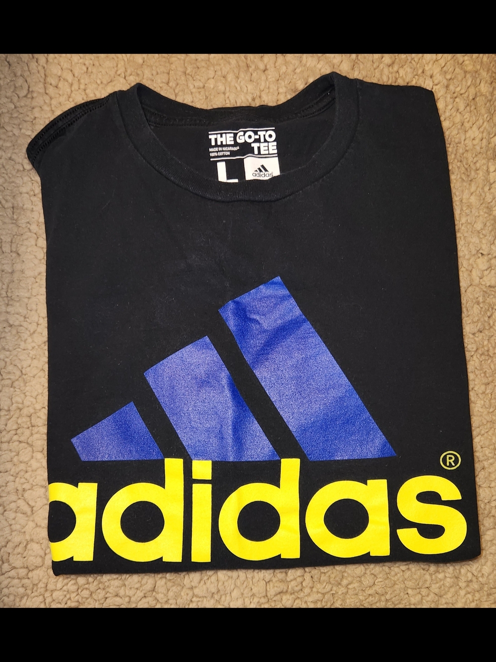 adidas Black Tee with White Logo Print